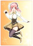  bad_id bad_pixiv_id blush breasts cosplay drill_hair fingerless_gloves gloves hat headphones large_breasts long_hair looking_at_viewer magical_girl mahou_shoujo_madoka_magica nishira_(nishi-ra) nitroplus open_mouth pink_eyes pink_hair skirt smile solo super_sonico thighhighs tomoe_mami tomoe_mami_(cosplay) twintails 