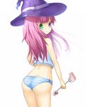  ass cake camisole duel_monster food fork from_behind hat heterochromia long_hair looking_back madolche_magileine panties pink_hair pout solo underwear witch_hat yuu-gi-ou 