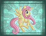  2012 blue_eyes cutie_mark equine female feral fluttershy_(mlp) friendship_is_magic fur hair hi_res horse mammal my_little_pony open_mouth pegasus pink_fur pink_hair pony pose raptor007 smile solo wings yellow_feathers yellow_fur 