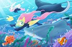  2015 ambiguous_gender anemone angel_(mlp) blue_eyes bubble clown_fish coral_reef cute detailed_background equestria-prevails equine eyes_closed female feral fish fluttershy_(mlp) friendship_is_magic fur green_eyes group hair happy hi_res lagomorph light male mammal mane manta_ray marine my_little_pony pegasus pink_hair plant rabbit scuba sea_weed seascape shark sharp_teeth teeth underwater water white_fur wings yellow_fur 