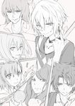  3girls accelerator bad_id bad_pixiv_id choker headband kakine_teitoku long_hair misaka_mikoto monochrome mugino_shizuri multiple_boys multiple_girls shokuhou_misaki sogiita_gunha to_aru_majutsu_no_index trait_connection tsuzuri_(nahime) 