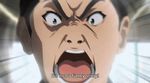  2boys angry animated animated_gif black_hair multiple_boys shirobako subtitled 