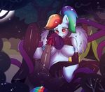  2015 anthro anthrofied breasts bulge dickgirl elbow_gloves equine friendship_is_magic gloves hair intersex legwear licking mammal multicolored_hair my_little_pony nipples oral outside pegasus penis rainbow_dash_(mlp) rainbow_hair solo spread_legs spreading tentacles tongue tongue_out tree wings xorza 