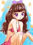  amanogawa_kirara bikini bikini_skirt brown_hair go!_princess_precure long_hair precure purple_eyes ruriruri swimsuit 