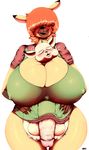  anthro balls big_breasts blush breasts caprine cervine clothed clothing cub daiidalus deer dickgirl erect_nipples eyes_closed flaccid goat hair half-dressed horn huge_breasts intersex mammal nipples penis red_hair young 