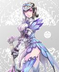  aoin armor black_hair bnahabra_(armor) gauntlets monster_hunter monster_hunter_3 pink_eyes short_hair solo thighhighs weapon 