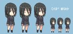  amagami black_eyes black_hair expressions hiba_manaka kibito_high_school_uniform long_hair long_sleeves pixel_art school_uniform uncoco variations 