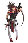  brown_hair guilty_gear highres ishiwatari_daisuke left-handed male_focus official_art sol_badguy solo sword weapon 