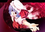  blood hat kiryuu_masumi lavender_hair red_eyes remilia_scarlet short_hair solo touhou wings 