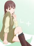  anegasaki_nene boots brown_eyes brown_hair finger_to_mouth kawano_naoyuki love_plus mole mole_under_eye short_hair shushing socks solo 