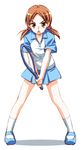  aoi_hana brown_eyes brown_hair hoshizaki_hikaru okudaira_akira racket raglan_sleeves skirt solo tennis tennis_racket 