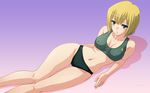  bikini blonde_hair breasts cameltoe covered_nipples gundam gundam_00 highres louise_halevy medium_breasts short_hair solo swimsuit tadano_akira wallpaper 