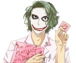  bad_id bad_pixiv_id batman_(series) condom dc_comics furuko_(fullco) green_hair grin makeup male_focus nurse smile solo the_dark_knight the_joker 