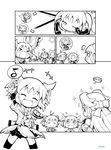  &gt;_&lt; 6+girls ^_^ antenna_hair closed_eyes comic commentary_request double_bun drooling eighth_note expressive_hair futon greyscale hair_bun herada_mitsuru i-19_(kantai_collection) jintsuu_(kantai_collection) kantai_collection kitakami_(kantai_collection) monochrome multiple_girls musical_note naka_(kantai_collection) o_o one_eye_closed ooi_(kantai_collection) open_mouth sendai_(kantai_collection) short_hair sleepy smile sparkle speech_bubble spoken_musical_note tears translated under_covers wavy_mouth 