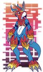  2014 3_toes abstract_background ambiguous_gender anthro bandai claws digimon dragon flamedramon horn mrpandragon scalie solo standing toes 