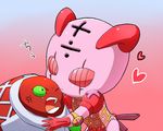  child heart jojo_no_kimyou_na_bouken kamiura king_crimson_(stand) kiss no_humans pink_background spice_girl_(stand) stand_(jojo) vento_aureo younger 