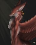 absurd_res anthro avian bust canine cherry(charity) cute dredjir feathers female fox hi_res light mammal no_outlines plain_background realistic side_view solo tufted_fur tufts wings 