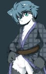  big_eyes black_nose bulge clothing glowing kemono looking_at_viewer male plain_background robe sirotae_konnta solo underwear young 