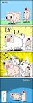  apple apple_on_head comic commentary eating food food_on_head fruit fruit_on_head highres minecraft no_humans object_on_head scissors sheep smile tani_takeshi tani_takeshi_(character) translated trembling visible_air wool yukkuri_shiteitte_ne 