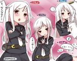  1girl admiral_(kantai_collection) kantai_collection kikuzuki_(kantai_collection) long_hair mitsudoue topless translation_request white_hair 