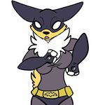  2015 animated anthro bandai batman batman_(series) cosplay digimon female renamon running yawg 