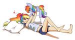  &lt;3 2015 clothing cute duo equine female friendship_is_magic hair human humanized joycall3 mammal multicolored_hair my_little_pony pegasus pillow purple_eyes rainbow_dash_(mlp) rainbow_hair shirt shorts wings 