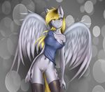  anthro big_breasts bottomless breasts clothed clothing derpy_hooves_(mlp) doomthewolf equine female friendship_is_magic half-dressed mammal my_little_pony pegasus pussy wings 