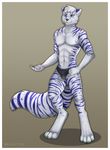  2015 abs anthro blue_eyes briefs canine claws clothed clothing delilittle feline fur hair half-dressed hybrid leopard male mammal pawpads paws plain_background pose purple_fur purple_stripes snow_leopard solo striped_body tiger topless underwear white_fur white_hair wolf 