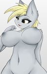 2015 anthro anthrofied areola blonde_hair breasts derp_eyes derpy_hooves_(mlp) equine female friendship_is_magic hair mammal my_little_pony navel ninjapony nipples nude plain_background solo yellow_eyes 