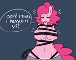  2015 anthro areola cleavage clothed clothing digital_media_(artwork) earth_pony english_text equine female friendship_is_magic horse mammal my_little_pony pinkie_pie_(mlp) pony skimpy solo somescrub text 