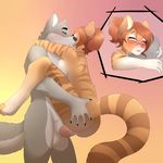  2015 anthro balls blush canine cat claws duo embrace eyes_closed feline female male male/female mammal nude penis saetia sex stripes wolf 