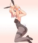  a-ktoo a_channel animal_ears ass blonde_hair bow bowtie brown_eyes bunny_ears bunny_tail bunnysuit detached_collar momoki_run one_eye_closed pantyhose short_hair tail wrist_cuffs 