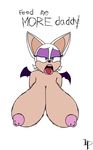  anthro bat big_breasts black_nose blue_eyes breasts dialogue distancedpsyche eyeshadow female fur horny lips lipstick makeup mammal nipples open_mouth rouge_the_bat sega simple_background sonic_(series) tongue tongue_out wings 