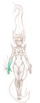  2013 animal_ears anthro armor breasts canine clothed clothing female fox fur hair hi_res kitsu long_hair looking_at_viewer mammal navel plain_background raptor007 red_hair sketch skimpy smile solo traditional_media_(artwork) unconvincing_armor white_background white_eyes 