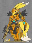  anthro armor bandai canine digimon female fox gun mammal ranged_weapon renamon solo souzousha weapon 