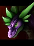  2015 abstract_background blue_eyes dragon feral friendship_is_magic horn looking_at_viewer male minerea my_little_pony purple_scales scalie slit_pupils solo spike_(mlp) watermark 