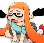  blush brown_eyes cephalopod faceless_male female flat_chested hair human inkling male mammal marine nipples open_mouth orange_hair penis plain_background splatoon squid tongue unknown_artist 