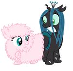  caprine changeling duo equine fan_character female fluffle_puff fluffy_pony friendship_is_magic green_eyes horse mammal my_little_pony plain_background pony queen_chrysalis_(mlp) sheep tagme what white_background 