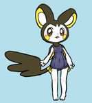  anthro black_fur blush breasts brown_eyes clothing emolga female flying_squirrel fur mammal navel nintendo plain_background pok&eacute;mon rodent small_breasts solo squirrel swimsuit unknown_artist video_games white_fur 