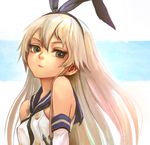  bad_id bad_pixiv_id blonde_hair elbow_gloves gloves green_eyes hairband kantai_collection long_hair nose shimakaze_(kantai_collection) solo traplus upper_body 