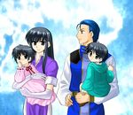  2girls 74 aira_(fire_emblem) black_hair brother_and_sister carrying child couple elbow_gloves family fire_emblem fire_emblem:_seisen_no_keifu gloves grey_eyes hetero lakche_(fire_emblem) lex_(fire_emblem) long_hair multiple_boys multiple_girls short_hair siblings skasaha_(fire_emblem) 