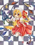  bad_id bad_pixiv_id blonde_hair flandre_scarlet hat highres nagaro one_side_up ponytail red_eyes short_hair solo touhou traditional_media wings 
