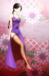  braid breasts cleavage dress high_heels highres large_breasts long_legs niang_niang purple_dress sayonara_zetsubou_sensei screencap shoes side_slit solo stitched thighhighs third-party_edit 