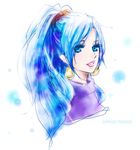  1girl blue_eyes blue_hair chrono_(series) chrono_trigger earrings female himasen jewelry long_hair lowres ponytail schala_zeal solo 