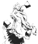  armpits chain dress greyscale horns ibuki_suika long_hair monochrome realistic skirt solo sousou_(sousouworks) touhou 