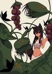  animal_ears bad_id bad_pixiv_id bug butterfly cat_ears dark_skin food fruit fuurin_(omaemona) grapes insect midriff navel original pitcher_plant plant solo venus_flytrap 
