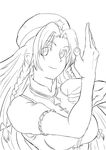  bad_id bad_pixiv_id braid cong1991 greyscale hands hat hong_meiling long_hair monochrome solo touhou twin_braids 