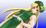  blonde_hair china_dress chinese_clothes cosplay dress hat hong_meiling hong_meiling_(cosplay) horn hoshiguma_yuugi kyuu_you long_hair muscle muscular_female pointy_ears red_eyes solo touhou 