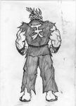  akuma black_and_white capcom gouki male monochrome red_hair redhead street_fighter 