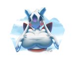  2015 anthro big_breasts blush breasts bust clothed clothing female froslass green_eyes hand_on_breast ice latiar looking_at_viewer nintendo pok&eacute;mon purple_skin video_games white_skin yellow_sclera 
